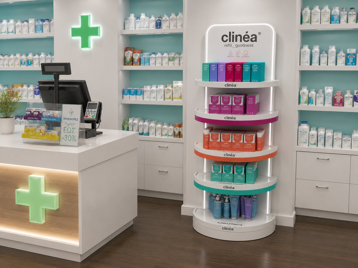 Pharmacy — Rotating Display · Clinea